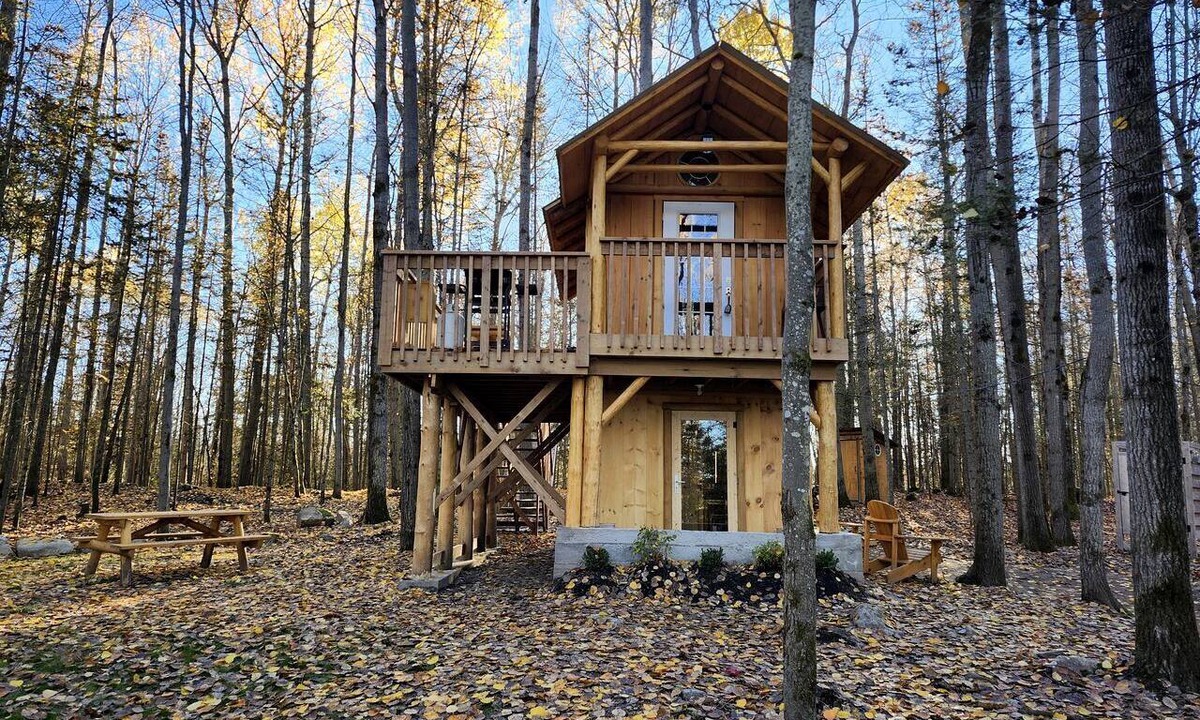 Corbeil Cabin | Unique Tree House Perfect for Families with BBQ in Callander, Ontario