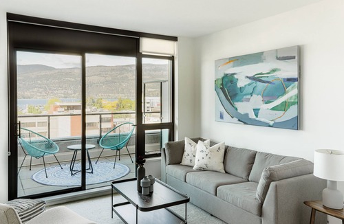 Cultural District Condo | NEW 2-bedroom condo in Downtown Kelowna with LAKE views & 25th FL access
