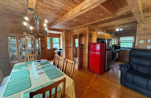Evanston Cottage | Relaxing Cedar Log Cottage on Bras d'Or Lake over 300 Ft Private Beach & Kayaks