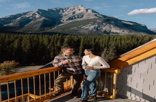 Banff Apartment | Spacious Room | Gas Fireplace + Balcony | EV Chrgr