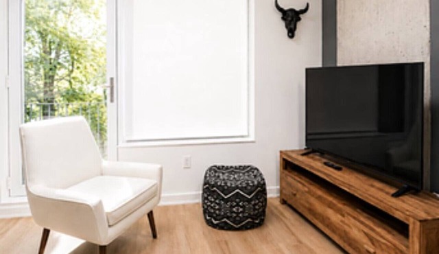 Chic Urban 1BR Apt with Balcony and Skyline Views