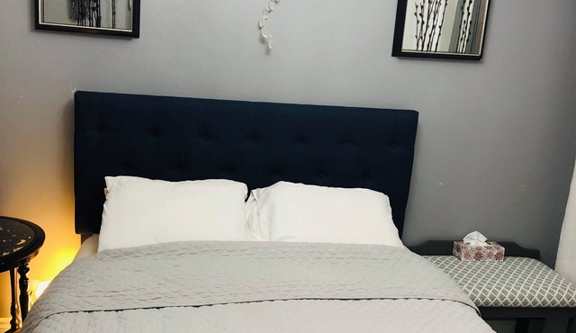 Relax in our cozy room with a private bath, designed for comfort and privacy.