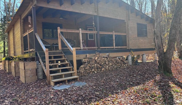 Riverside cabin in the woods