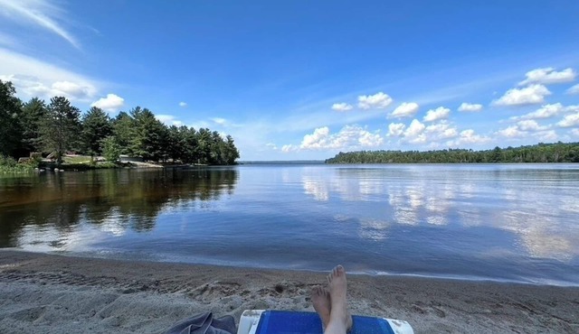 Timber Haven on the water's edge with your own private, sandy beach